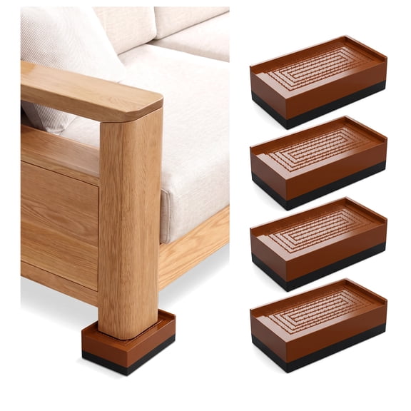  4PCS Furniture Risers, Adjustable Furniture Bed Risers, Stackable Desk Lifters & Leg Extenders with Anti-Slip Pad for Table/Sofa/Chair