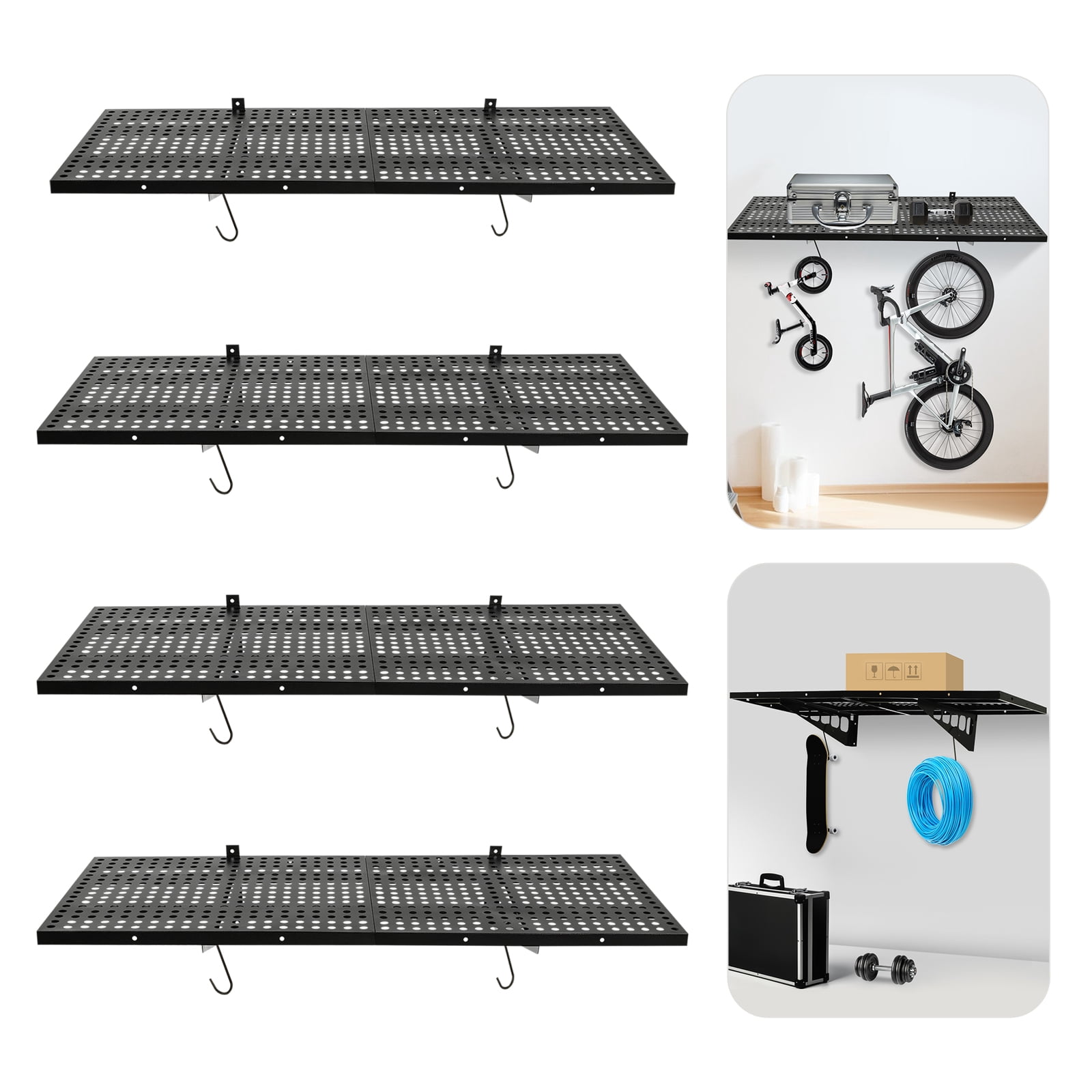 4PCS Garage Wall Shelf, Garage Storage Rack, Wall Mounted Floating ...