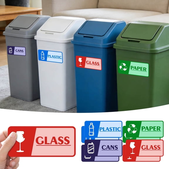 4PCS Garbage Recycling Stickers Self Fading Garbage Recycling Stickers For Public Areas Such As Homes And Garbage Recycling Labels81295