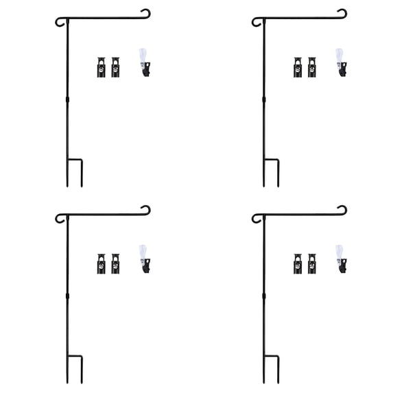 4PCS Garden Flag Holder Stand, Garden Flags for Outside with Flag Stopper and Clips Weather-Proof Flagpole Christmas Garden Flag, Outdoor Garden Decoration