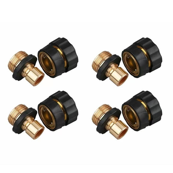 4PCS Garden Hose Quick Connect Fittings, 3/4 Inch Male & Female Hose Connector Set, Quick Release Water Hose Coupler with Rubber Washers for Outdoor Faucet, Sprinkler & Irrigation