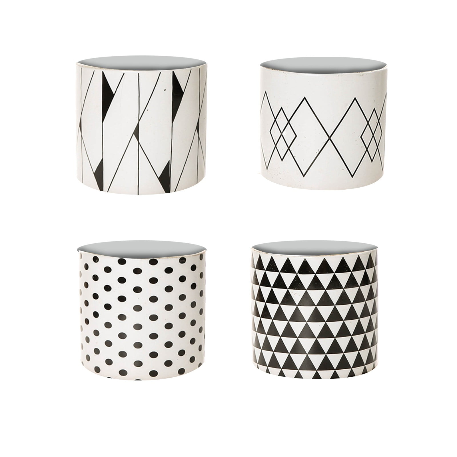 4PCS Geometric Patterns Flower Pot With Hole Creative Funny Planter For