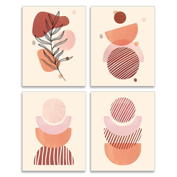 4PCS Geometry Wall Prints Vintage Wall Art Posters Wall Posters Prints for Walls Geometric Simplicity Posters for Bedroom Artwork
