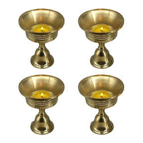 4PCS Ghee Lamp Butter Lamp Holder Golden Cup Candle Holder Tibetan Brass Oil Lamp Buddhist Altar Supplies