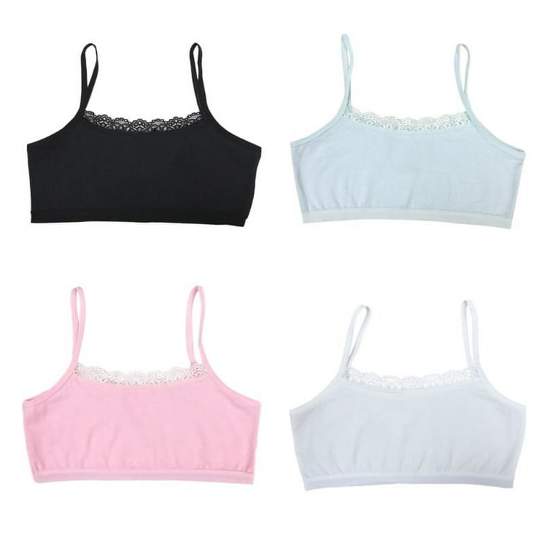 4PCS Girl Underwear Cotton Lace Bras Girls Soft Camisoles Sports Bra Top  For Teens Training Bra 8-12Y