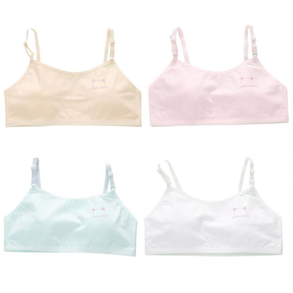 4PCS Girl's Seamless Cami Bra with Removable Padding Young, Training Bra  For Kids Teens Puberty 7-12Y 