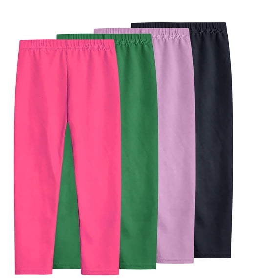 4PCS Girls Leggings Summer Spring Comfy Leggings for Girls Stretchy Pull On Pants Soft Tights 3-12 Years (11 Years, Hot Pink 01)