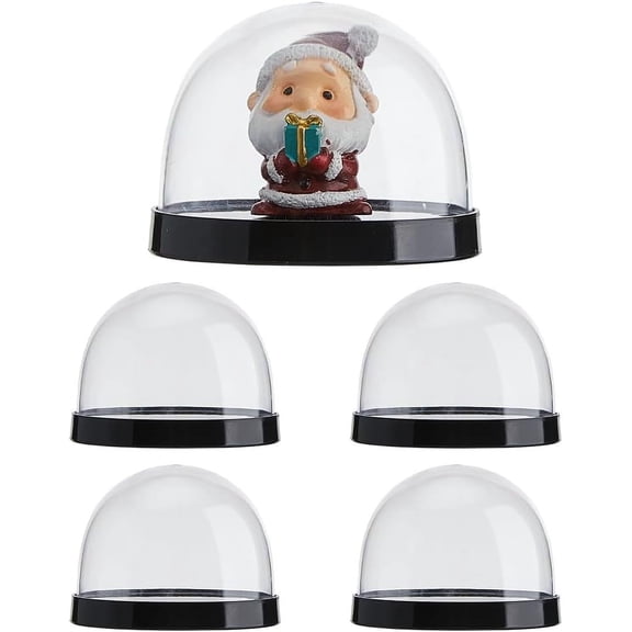 4PCS Glass Dome Display Case 2.28x3.07" Glass Cloche Bell Jar with Black Plastic Base