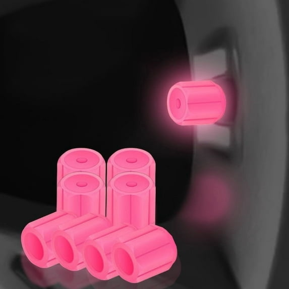 4PCS Glow-in-The-Dark Car Tire Valve Cap Set, Luminous Night Rider Covers Universal Fluorescent Waterproof Lights Stem Caps Durable Easy to Install No Tool Required for Vehicle Bikes