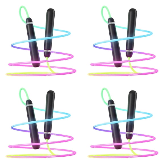4PCS Glowing Jump Rope for Kids & Adults - 110 Inch Luminous LED Skipping Rope with 500mAh Battery Type-C Rechargeable - Adjustable Length Fitness Rope for Night Workouts