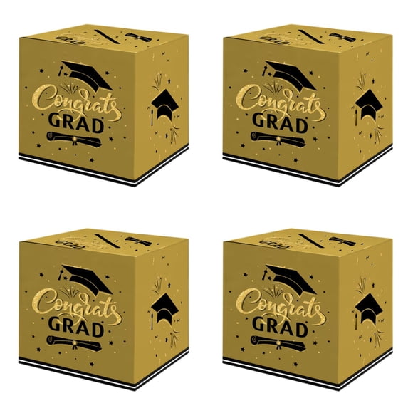 4PCS Graduation Card & Money Box 2025 - Foldable Congrats Grad Holder for Party Decor - Maroon Themed Keepsake Gift Box for High School & College Graduation Celebrations