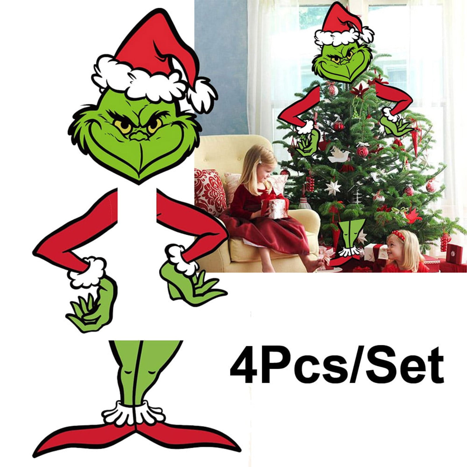 4PCS Grinch Decor for Christmas Tree, Large Christmas Tree Topper ...