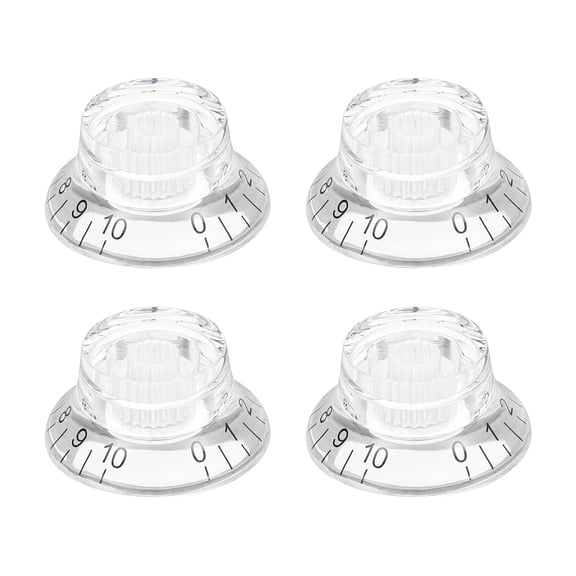4PCS Guitar Top Hat Bell Knobs, Volume Tone Control Knobs for Electric Guitar Bass, Clear