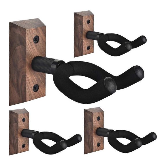 4PCS Guitar Wall Mount, Guitar Hook, Walnut U-Shaped Guitar Hanger Wall Mount Stand for Acoustic, E