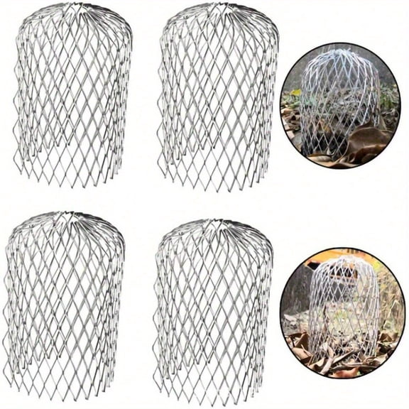 4PCS Gutter Downspout Filter Strainer, 5.9 x 3.1 Inches Galvanized Iron Rain Gutter Guard Protector, Expandable Metal Mesh Drain Cover for Outdoor Rainwater Pipe Debr