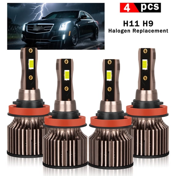 4PCS H11 Combo Kit For Cadillac CTS 2008-2014 2015 LED High beam and Low beam