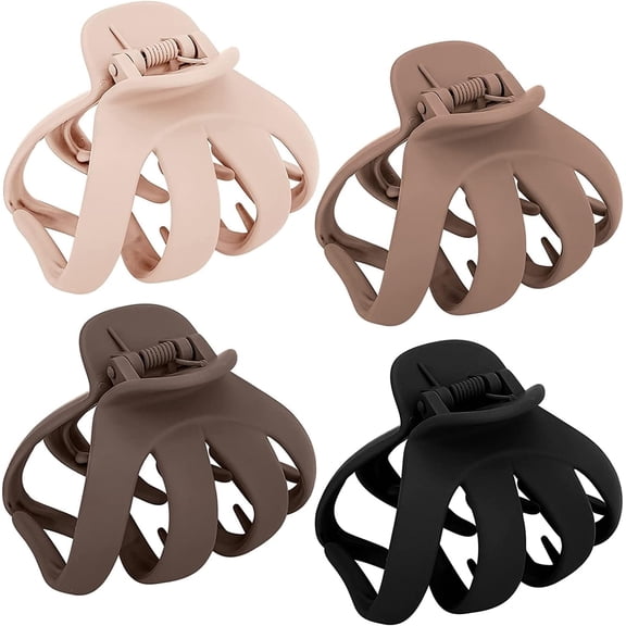 4PCS Hair Claw Clips - Acrylic Large Octopus Clip Non-slip Big Spider Hair Claw for Women Girls Surper Strong Hold Grip Hair Jaw Clip for Thick Hair Accessories for Beach Daily Party 8 cm