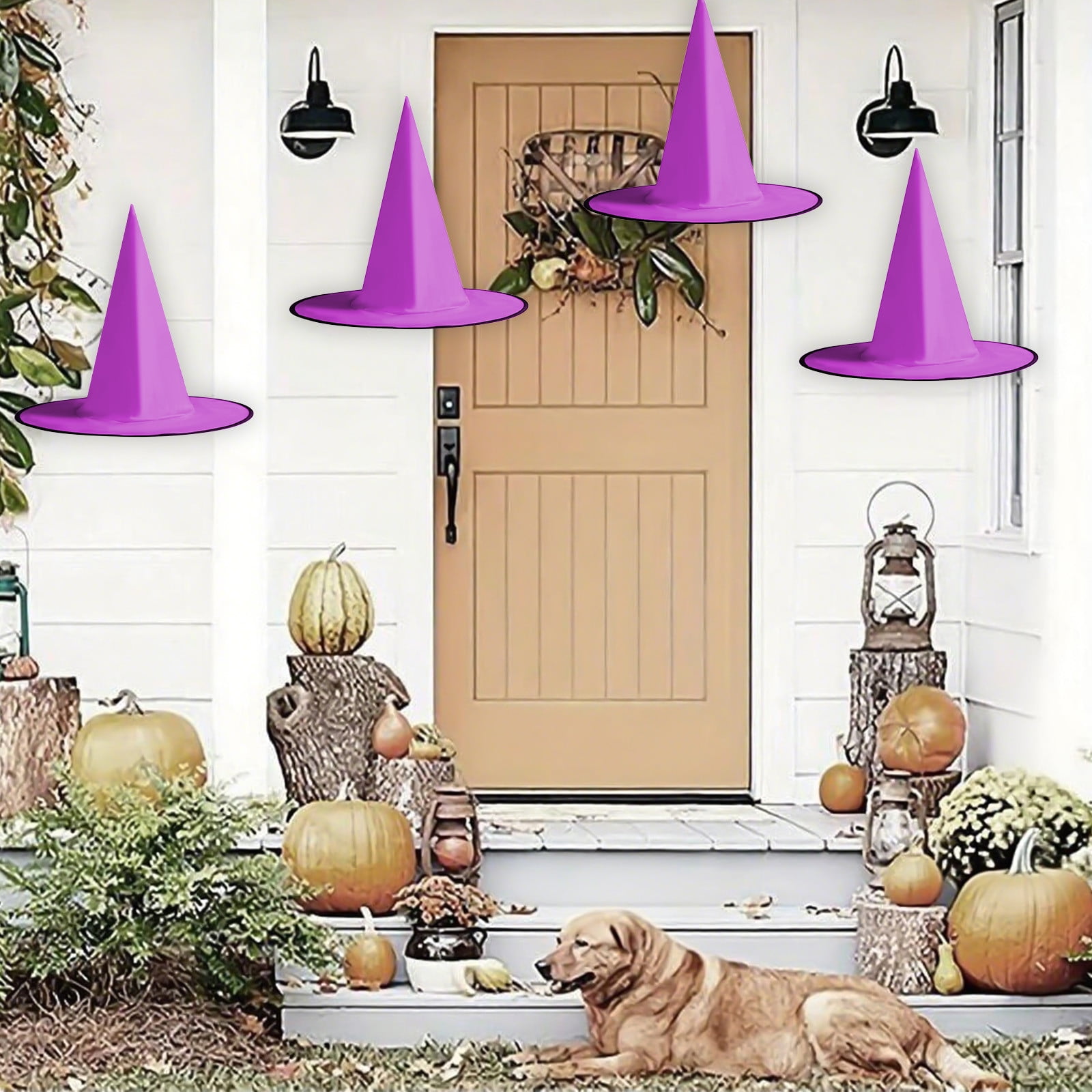 Hanging Witches Hats Front Porch