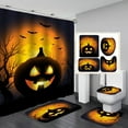 4PCS Halloween Pumpkin Shower Curtain Sets, Halloween Themed Shower