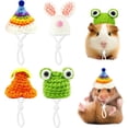 thumbnail image 1 of 4PCS Hamster Hat Mini Small Animals Hat with Adjustable Strap Lovely Hand Knitted Frog Rainbow Carrot Tiny Hats for Lizard Guinea Pig Reptile Christmas Holiday Party Clothes Costume Accessories, 1 of 7