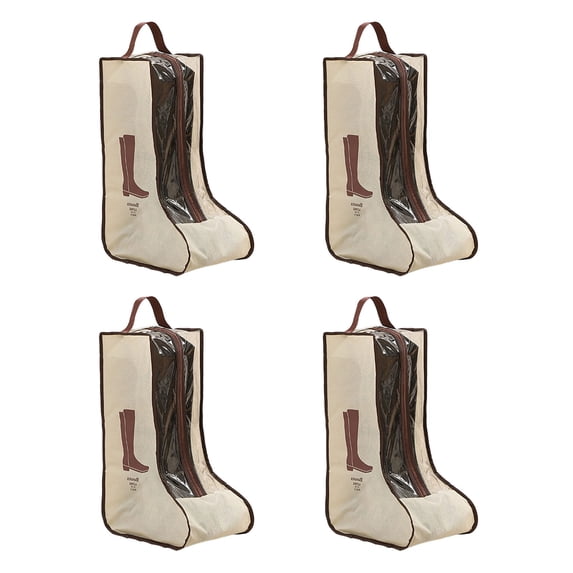 4PCS Hand Carry Shoe Storage Bag Transparency Waterproof Dustproof Boot Organizers Bag with Zippered Closure Travel Use