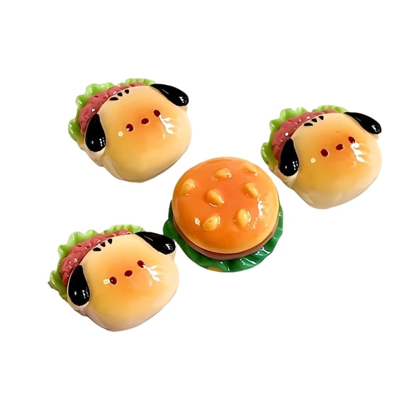 4PCS Handmade Resin Keycap Stickers Lovely Puppy Burger Theme Keycap For Customziable Keyboard Accessories