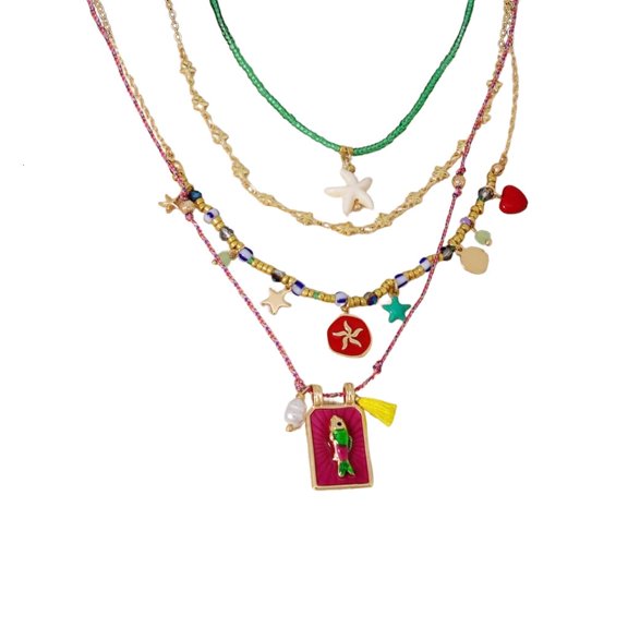 4PCS Handwoven Multicolor Beaded Necklace Set Adjustable Charm Jewelry for Women