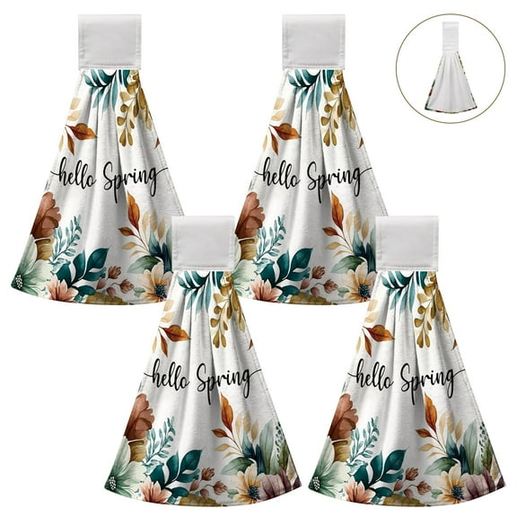 4PCS Hanging Kitchen Towels Absorbent Easy to Clean Towels with Hanging Loop Versatile Soft Fast Drying Hanging Tie for Your Home Use