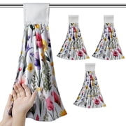 4PCS Hanging Kitchen Towels Absorbent Easy to Clean Towels with Hanging Loop Versatile Soft Fast Drying Hanging Tie for Your Home Use