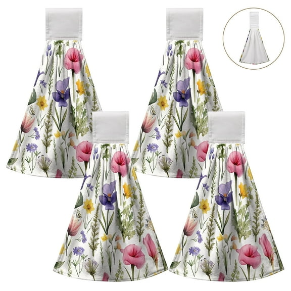 4PCS Hanging Kitchen Towels Absorbent Easy to Clean Towels with Hanging Loop Versatile Soft Fast Drying Hanging Tie for Your Home Use