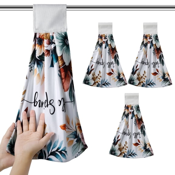 4PCS Hanging Kitchen Towels Absorbent Easy to Clean Towels with Hanging Loop Versatile Soft Fast Drying Hanging Tie for Your Home Use