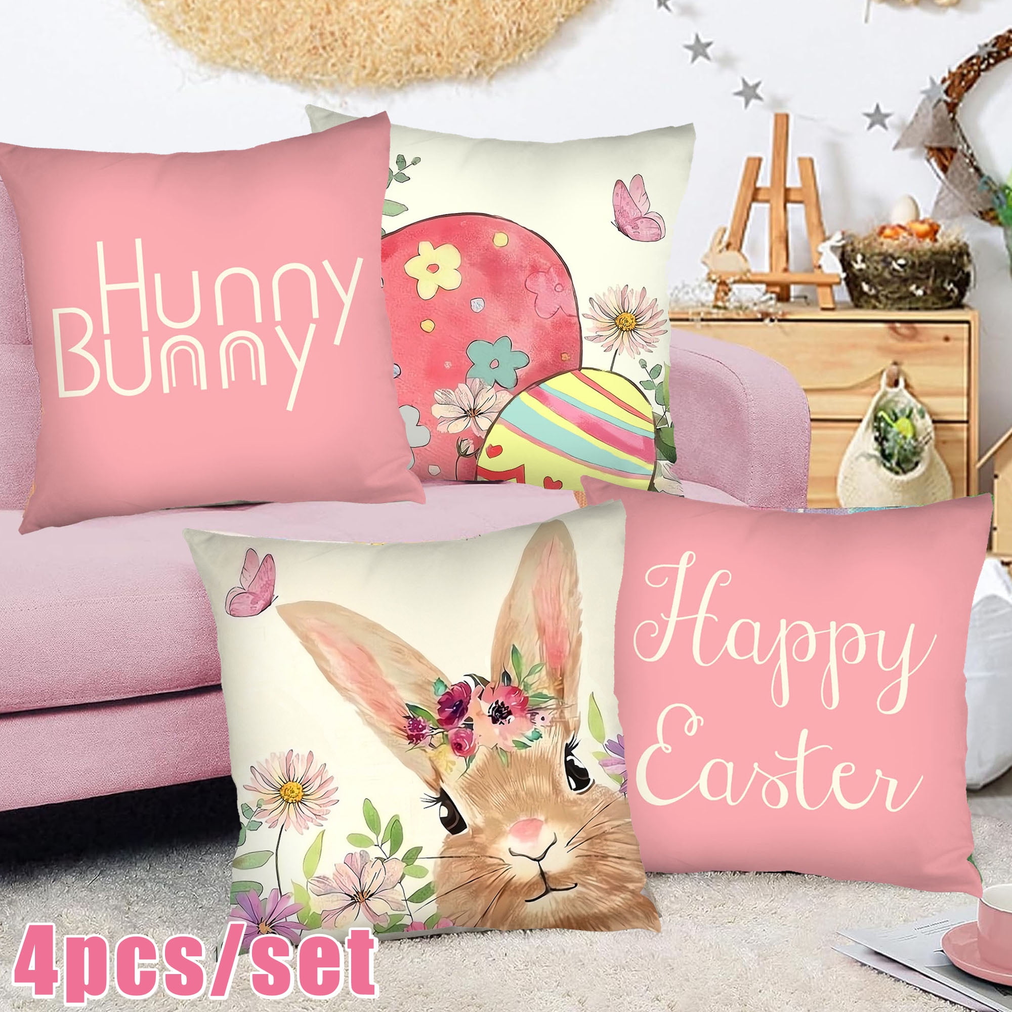 4PCS Happy Easter Pillow Covers 18 x 18 Inch Hunny Uganda Ubuy