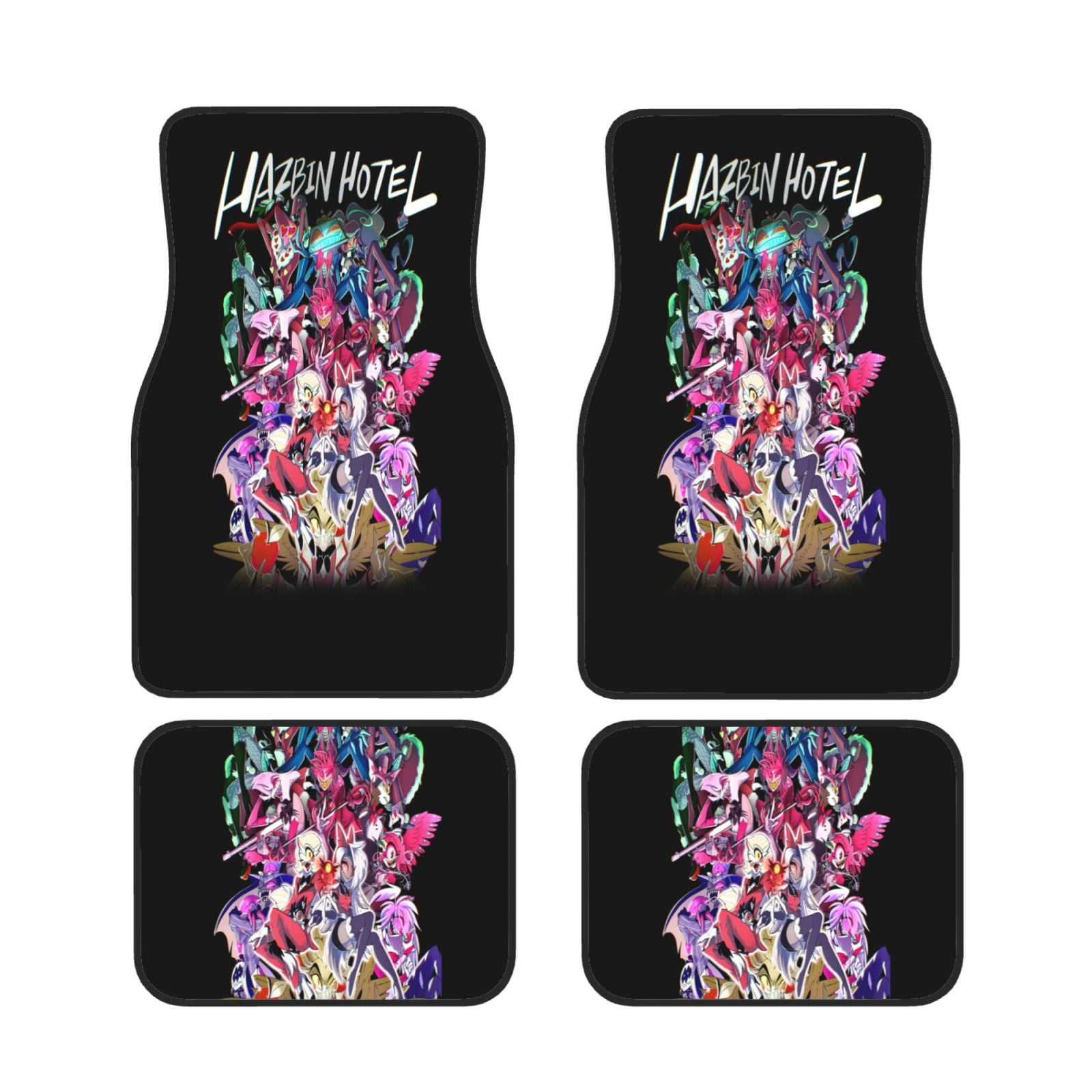 4PCS Hazbin Hotel Helluva Boss Print Car Floor Mat Universal Fit