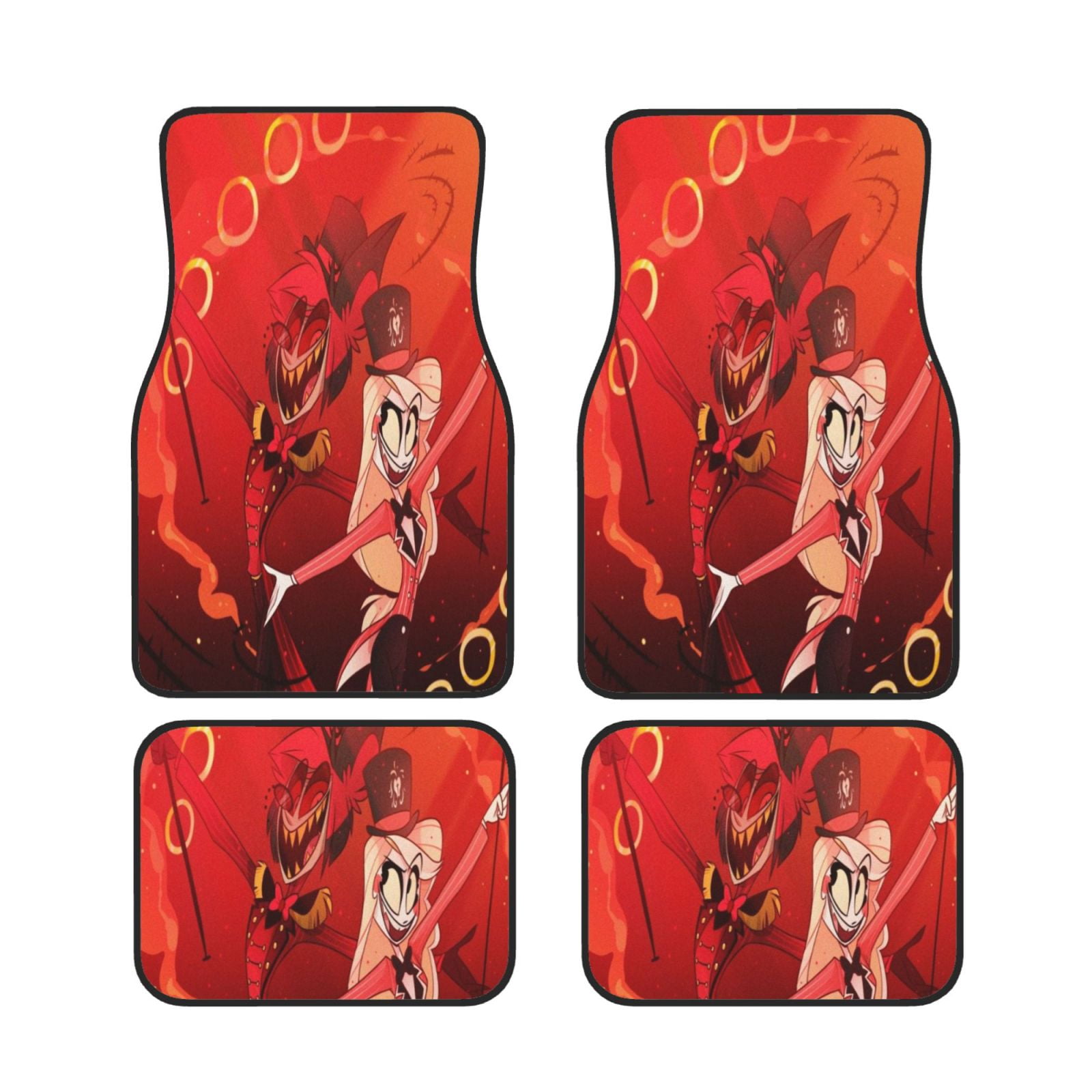 4PCS Hazbin Hotel Helluva Boss Print Car Floor Mat Universal Fit