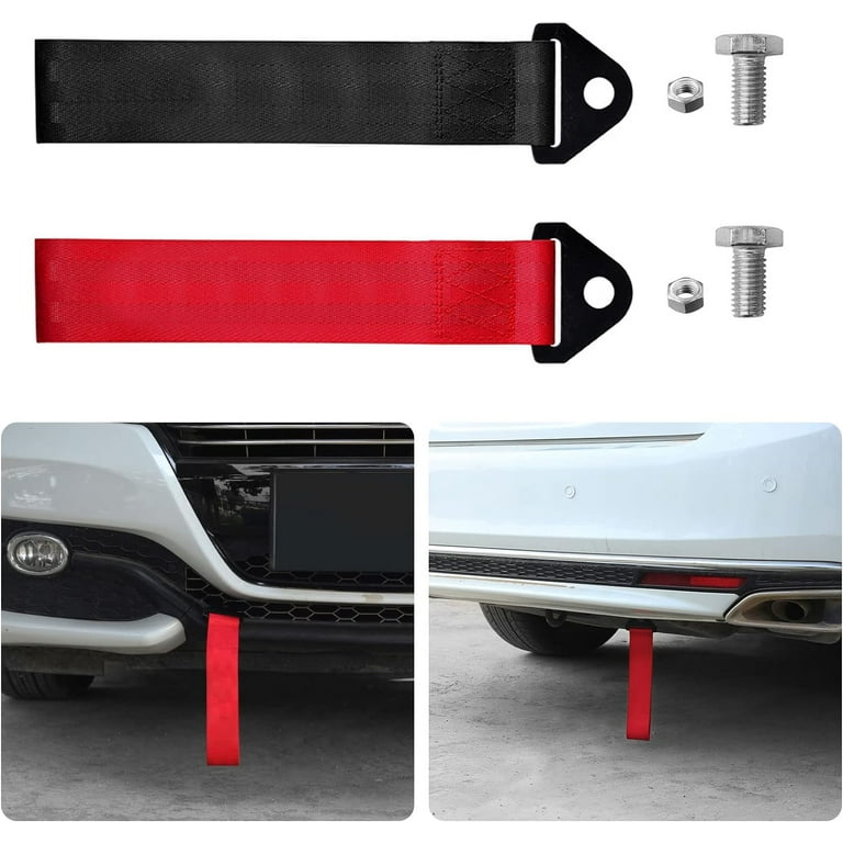 Ficarrico 4Pcs Car Tow Rope Car Tow Strap Tow Rope Car Emergency Supplies For Front Rear Bumper Tow Hook