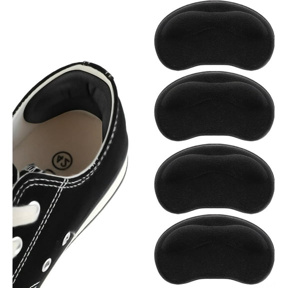 4PCS Heel Pads For Shoes Too Big, Back Of Heel Cushion Inserts Pads, Adhesive Back Of Heel Grips Inserts For Boots, Too Big Loose Shoes, Reusable Heel Guards Liners Anti Blister Heel Protectors(Black