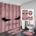 thumbnail image 1 of 4PCS Hello Gorgeous Unicorn Eyelash Shower Curtain Set with Rugs, Luxury Diamond Gold Glitter Eyebrow Eyeshadow Makeup White Marble Glam Modern Fashion Women Bathroom Decor, Hello Gorgeous, 1 of 7