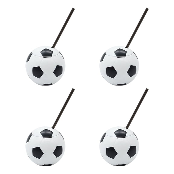 4PCS High Capacity 450ml Football Decorated Plastic Cups Fun And Practical Kitchen Drinking Cup Set For Every Fan