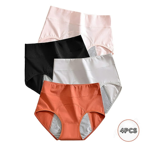 4PCS High Waist Underwear for Women Soft Cotton Panties Underpant Stretch Full Coverage Underwear (Large, Multicolor)
