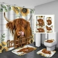 thumbnail image 1 of 4PCS Highland Cow Shower Curtain Set, Get Naked Bubble Grey Cattle Bull Longhorn Wildlife Animal Country Rustic Farmhouse Bathroom Decor, Waterproof Fabric Shower Curtain, Non-slip Bath Mat, 1 of 7