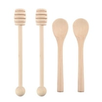 RENACLIPY Bamboo Wooden Honey Stirring Spoons 4PCS Light Yellow For Tea