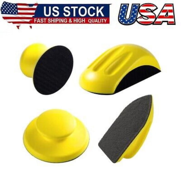 4PCS Hook and Loop Sanding Block Included 1 Cleaning Brush 5 Inch Round
