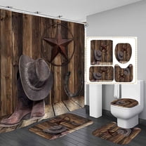 4PCS Horse Shower Curtain Set, Inspirational Quotes Farm Animal Barn Windmill Western Country Rustic Farmhouse Bathroom Decor, Waterproof Fabric Shower Curtain, Non-Slip Bath Mat Toilet Rug
