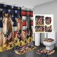 thumbnail image 1 of 4PCS Horse Shower Curtain Set, Motivational Quotes Farm Animal Sunflower Barn Windmill Western Country Rustic Farmhouse Bathroom Decor Fabric Shower Curtain Non-slip Bath Mat Toilet Rug, 1 of 7