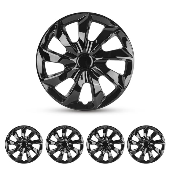 4Pcs Hubcap Wheel Cover Replacement 17" Hub Caps Universal Wheel Rim Cover ABS Material Exterior Accessories Snap on Car Truck SUV -17-inch,Black Lacquer