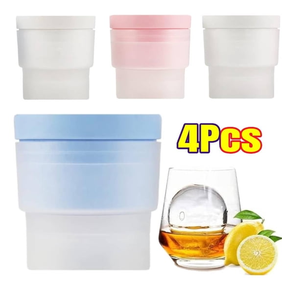 4PCS Ice Ball Maker, 2.5 Inch Ice Spheres Mold,Round Ball ice Cube Mold for Whiskey Cocktails Juice Beverages Bourbon,Old Fashioned Clear Ice Cube Mold