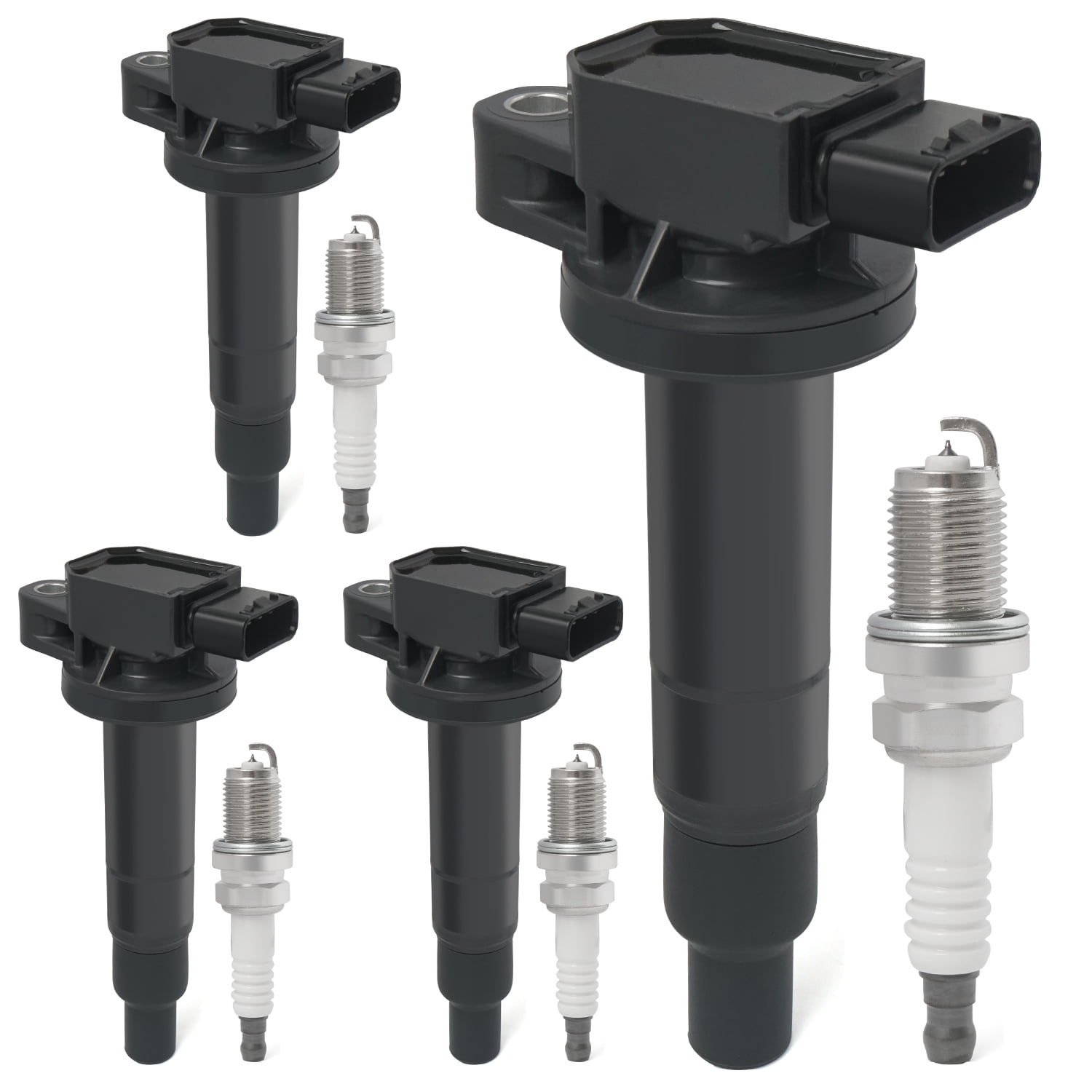 4PCS Ignition Coil Pack & Iridium Spark Plugs Compatible with 1.5L 2001-2009 Toyota Prius, 2007-2018 Yaris, 2012-2019 Prius C, 2000-2005 Echo, 2004-2006 Scion XA XB Replace UF316 C1304 90080-19021