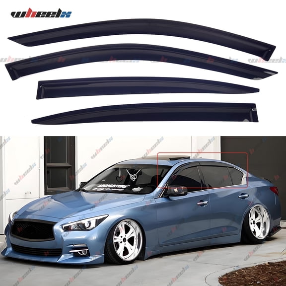 4PCS In-Channel Clip On Window Visors, Side Sun Shade Rain Guards Wind Deflectors Compatible with 2014-2022 Infiniti Q50, Automotive Exterior Vent Accessories