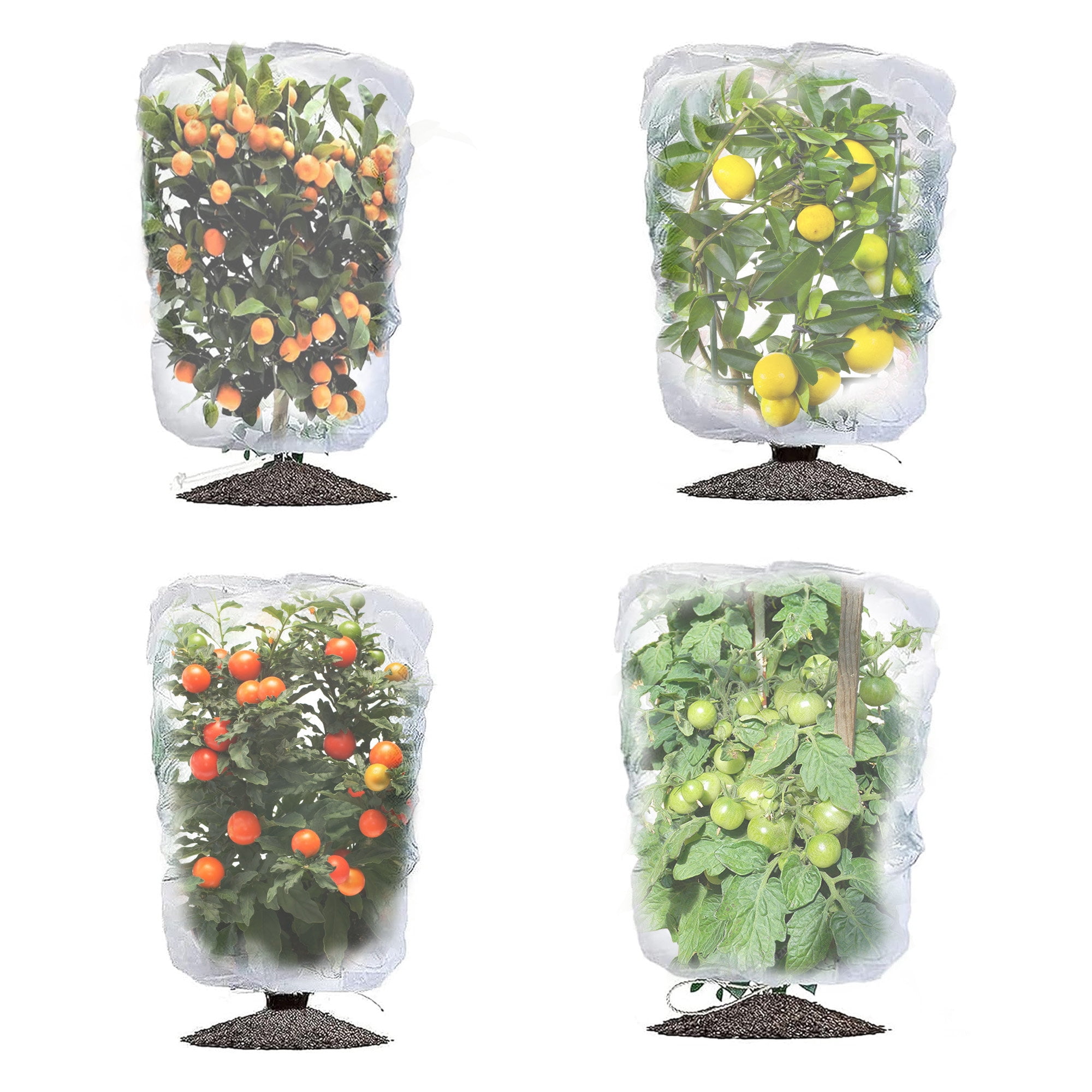 4PCS Insect Bird Barrier Netting Mesh with Drawstring- 3.9 x 2.6 Feet Fruit Tree Net-Garden Netting Plant Cover for Protect Plant Fruits Flower from Insect Bird Eating