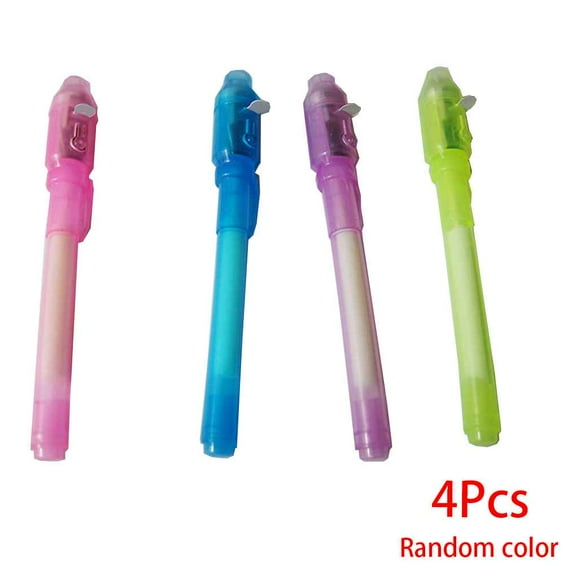 4PCS Invisible Ink Spy Pen Built In UV Light Magic Marker Secret Message Gadget Pen Dazzling Toys
